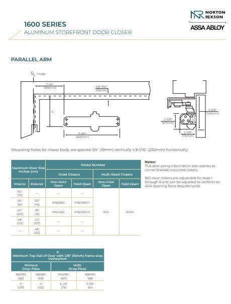 Picture of Norton Rixson 1603BC, 1604BC, Sized Closer