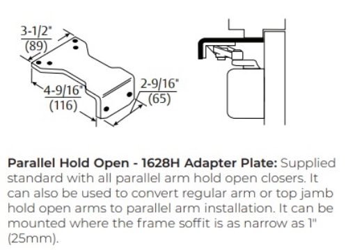 Picture of Norton Rixson 1628H Soffit Plate For Parallel Hold Open Arm