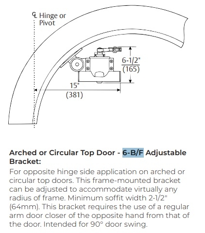 Picture of Norton Rixson 6-B/F Arched or Circular Top Door Bracket for 78 Series Closer