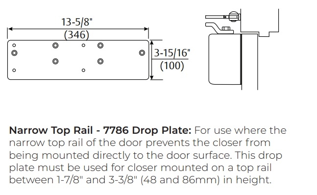Picture of Norton Rixson 7786 Door Closer Drop Plate for 7500 Series