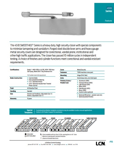 Picture of LCN 4511T STD High Security Track Closer - Mounting Hinge (Pull Side)