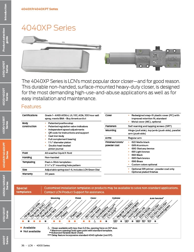 Picture of LCN 4040XP SHCUSH Closer - Spring CUSH-N-STOP, Hold Arm