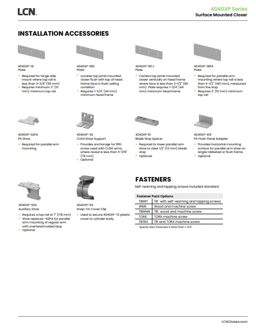 Picture of LCN 4040XP-18 Drop Plate, Pull Side Top Rail