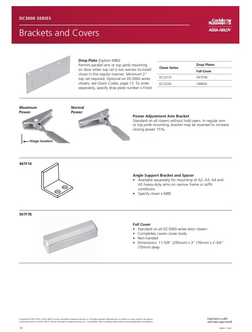 Picture of 597F78 Full Cover for DC3000 & DC6000 Closer