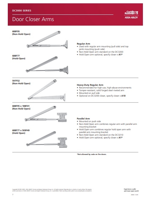 Picture of Corbin Russwin 689F01-689 Heavy Duty Parallel Arm - Hold Open - Aluminum