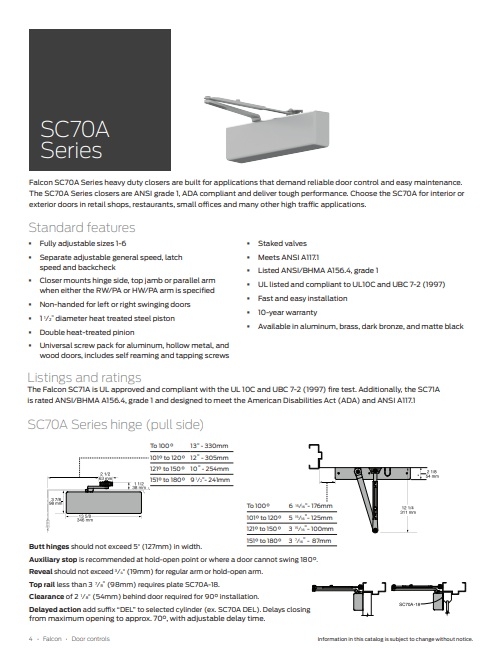 Picture of Falcon SC70A-3049/PA Hold Open Arm w/ PA Bracket