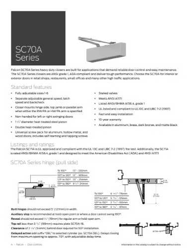 Picture of Falcon SC70A-72 AL, Full Cover for SC70 Series Closer, Aluminum Painted Finish