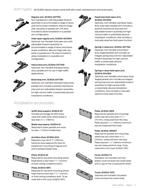 Picture of Falcon SC80A-3049DS Hold Open Dead Stop Parallel Arm