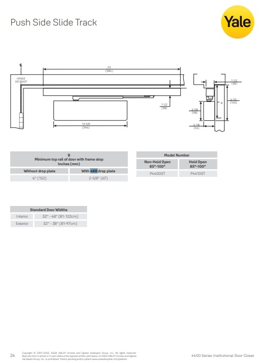 Picture of Accentra (Yale) 488 689 Drop Plate, Narrow Top Rail, 4400 Series, Aluminum