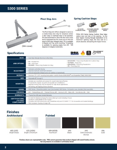 Picture of PDQ 5301-BC-PA Grade 1 Commercial Closer, Slim Cover, Tri-pack