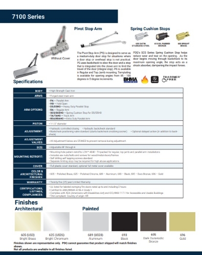 Picture of PDQ 719006ST FCM Full Metal Cover For 7100 Closer (specify hand) - 5100