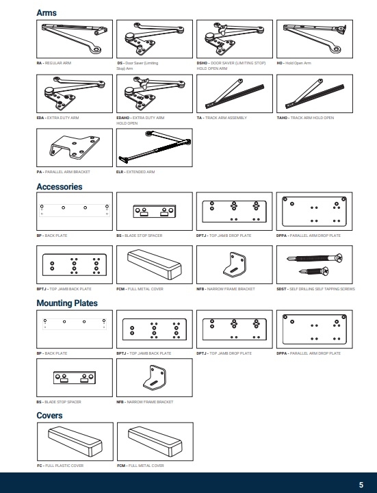 Picture of PDQ 719025 TA TRACK ARM ASSEMBLY, FOR 7100 CLOSER