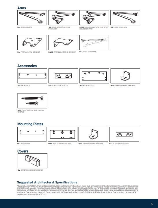Picture of PDQ 999022 PAHO PARALLEL ARM BRACKET- HOLD OPEN applications - For 3100 Closers