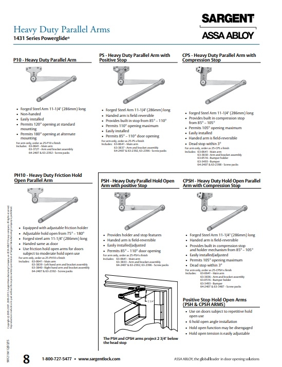 Picture of Sargent 25PSH Parallel Stop/Holder Heavy Duty Arm