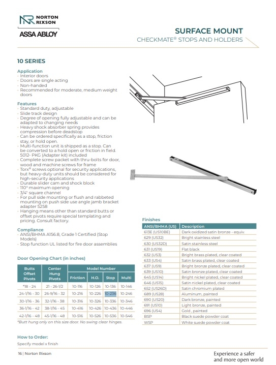 Picture of Norton Rixson Checkmate 10-336 Surface Mount Overhead Stop