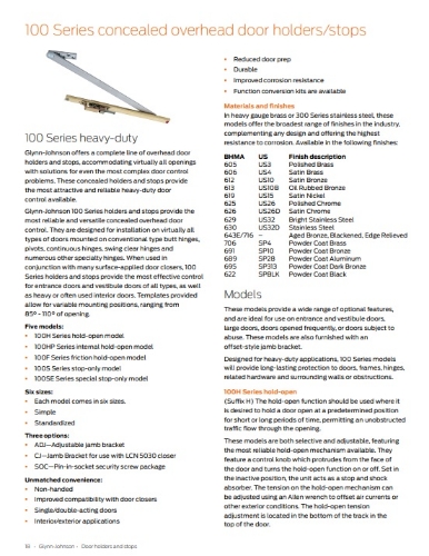 Picture of Glynn Johnson 103S Concealed Overhead Door Stop 27-1/16" - 33" Door