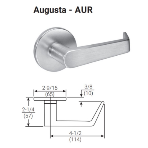 Picture of Accentra (Yale) AUR8817-2FL Mortise Apartment, Exit or Public Toilet Lever Lock, Augusta Lever