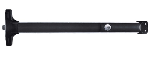 Picture of Detex V4003AN CD 628 99, Rim Panic Exit Device Cylinder Dogging - Key Retracts Pull - Pull Trim; Narrow Trim - Aluminum - 99 Surface Strike