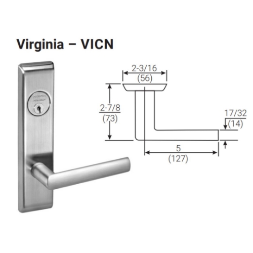 Picture of Accentra (Yale) VICN8807FL Mortise Entry Lever Lock, Virginia Lever