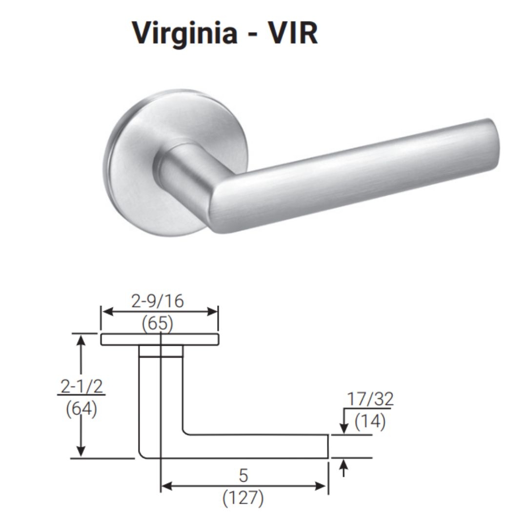 Picture of Accentra (Yale) VIR8818-2FL Mortise Classroom Security Intruder Lever Lock, Virginia Lever