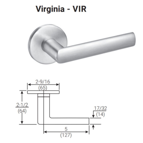 Picture of Accentra (Yale) VIR8818-2FL Mortise Classroom Security Intruder Lever Lock, Virginia Lever