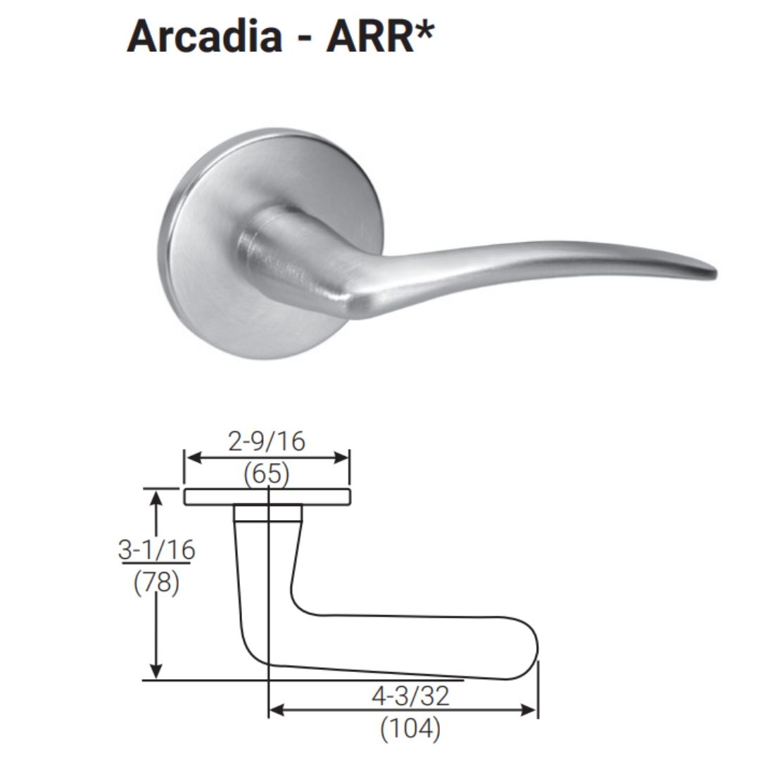 Picture of Accentra (Yale) ARR8860-2FL Mortise Room Door Lever Lock, Arcadia Lever