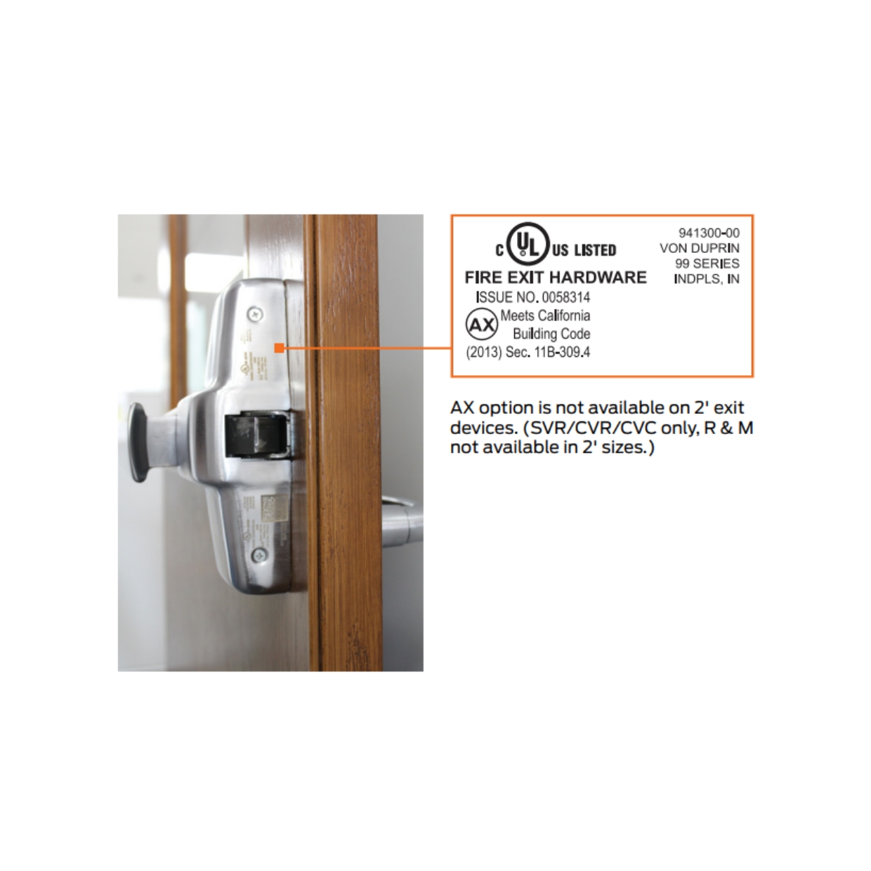 Picture of Von Duprin PA-AX-98EO / PA-AX-99EO 26D Rim Panic Exit Device, PA-Pushbar Armor, AX-Accessible Device, Exit Only