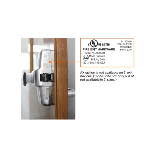 Picture of Von Duprin PA-AX-98EO / PA-AX-99EO 26D Rim Panic Exit Device, PA-Pushbar Armor, AX-Accessible Device, Exit Only