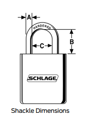 Schlage KS23D2300 Padlock, 5/16" Dia. Shackle, 1-1/2" Clearance