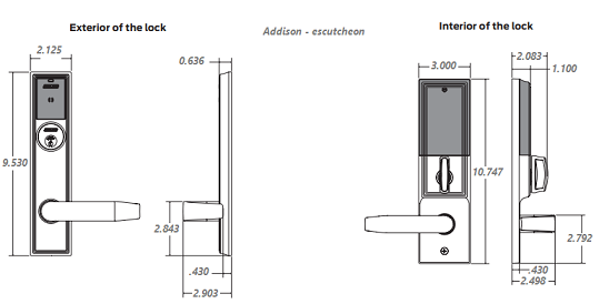 Schlage Electronics LEBMS-ADD Grade 1 Schlage ENGAGE Series Wireless Mortise Lock, Addison Trim